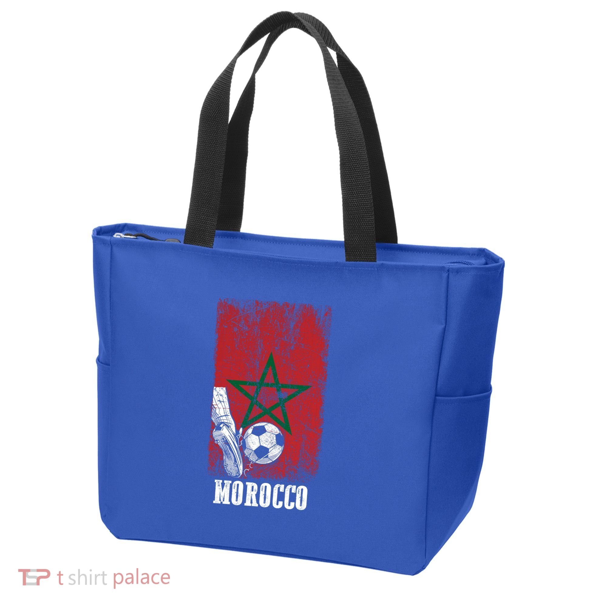Patriotic Moroccan Soccer Player Morocco Flag Soccer Ball Gift Tote Bag