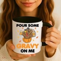 Pour Me Some Gravy On Me Beer Turkey Thanksgiving Coffee Mug thumb 3