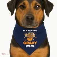 Pour Me Some Gravy On Me Beer Turkey Thanksgiving USA-Made Doggie Bandana thumb 1
