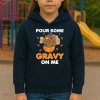 Pour Me Some Gravy On Me Beer Turkey Thanksgiving Kids Hoodie thumb 3