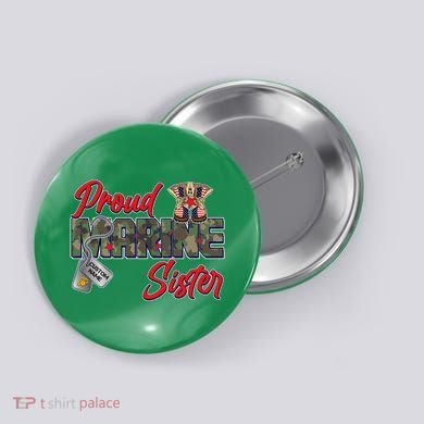 Proud Marine Sister Personalize Dog Tags Button