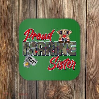 Proud Marine Sister Personalize Dog Tags Coaster