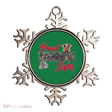 Proud Marine Sister Personalize Dog Tags Ornament