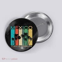 Puerto Morelos Souvenir Mexico Summer Gift Button thumb 0