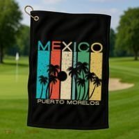 Puerto Morelos Souvenir Mexico Summer Gift Golf Towel thumb 1