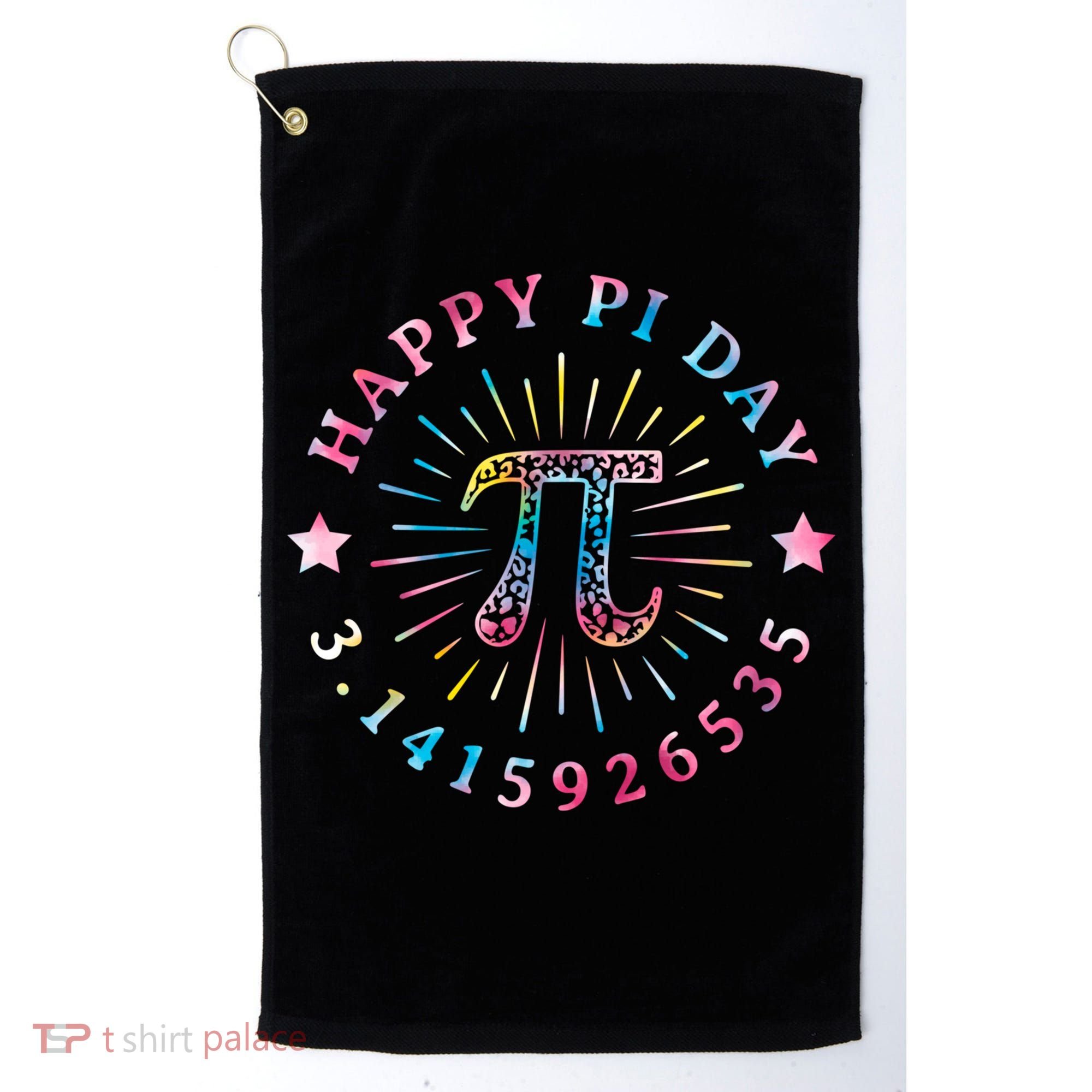 Pi Math Teacher Funny Gift Happy Pi Day With Tie Dye Style Cool Gift Golf Towel