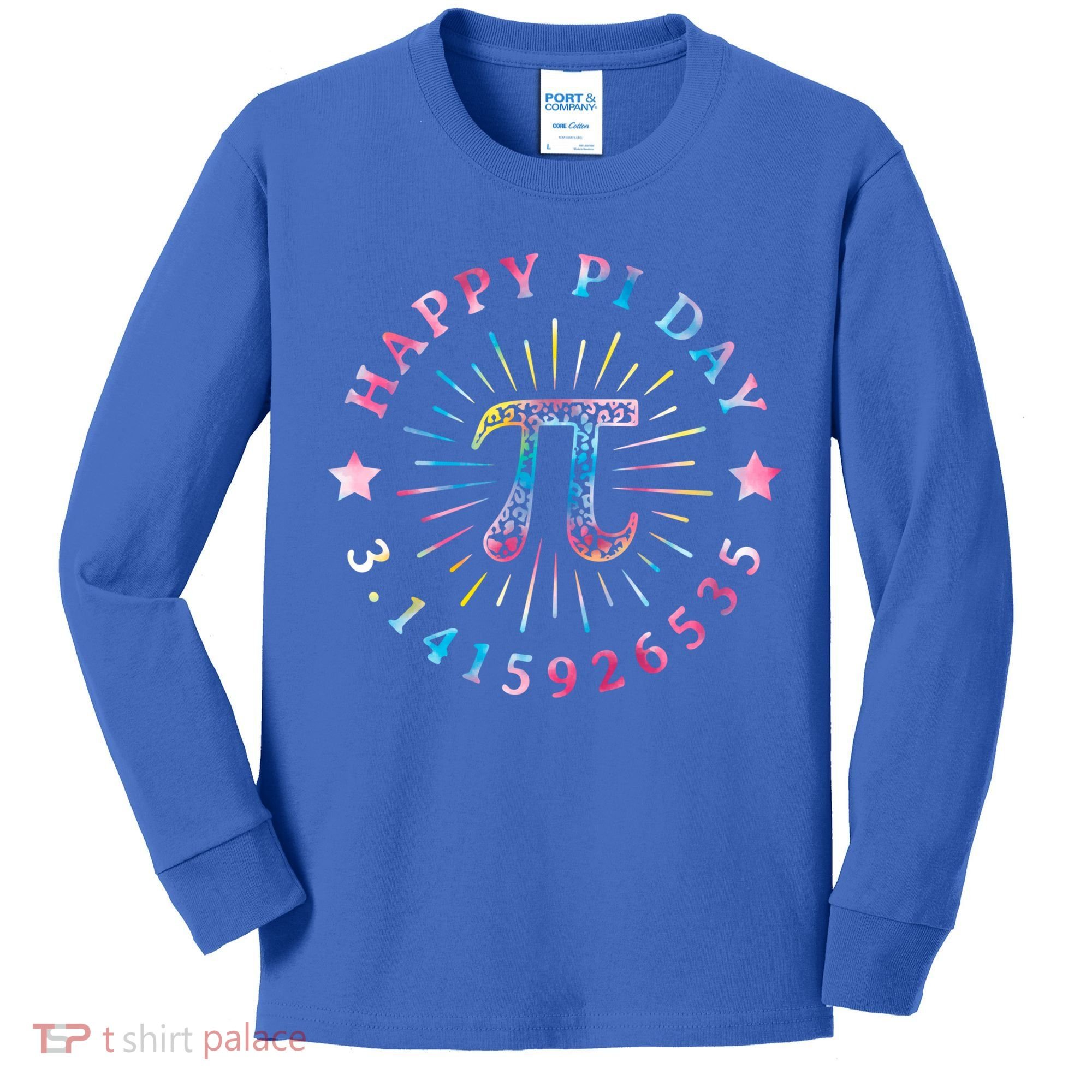 Pi Math Teacher Funny Gift Happy Pi Day With Tie Dye Style Cool Gift Kids Long Sleeve Shirt