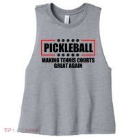 Pickleball Making Tennis Courts Great Again Women's Racerback Cropped Tank thumb 0