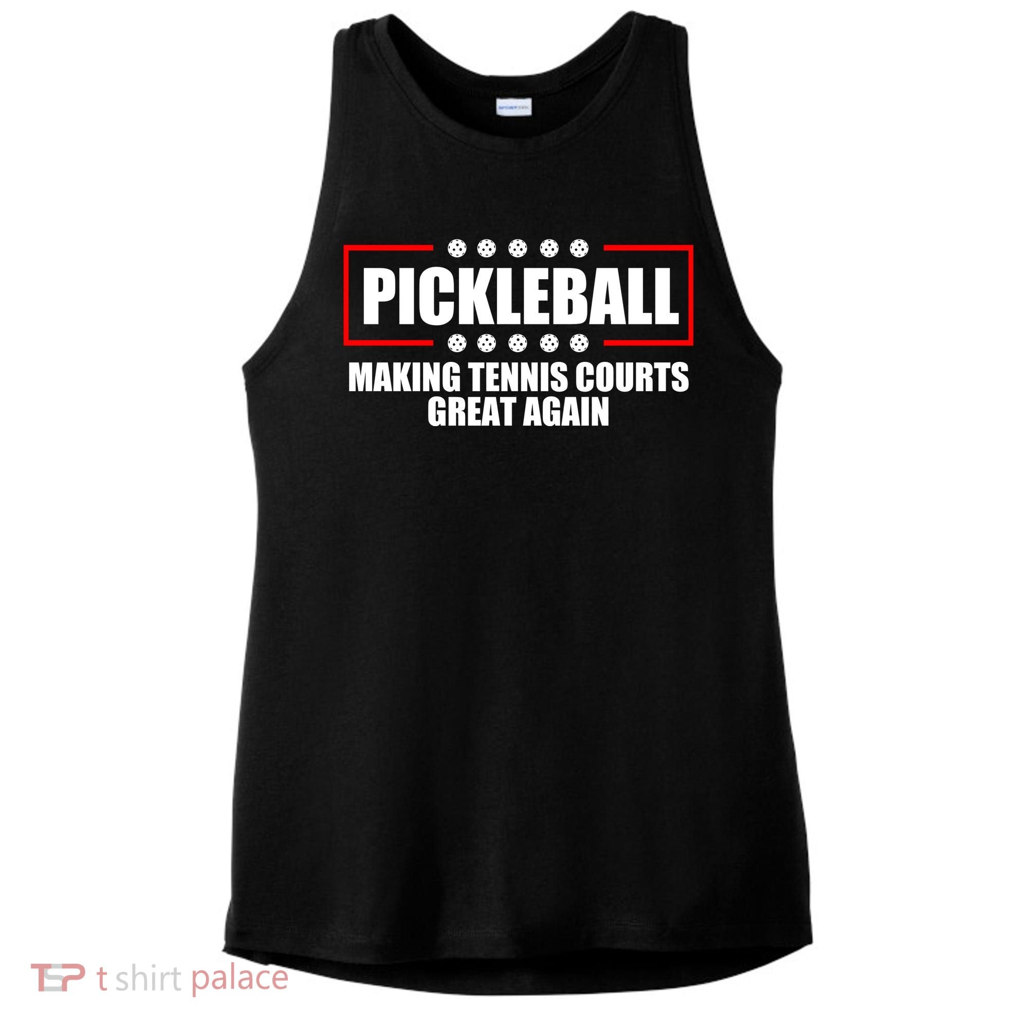 Pickleball Making Tennis Courts Great Again Ladies PosiCharge Tri-Blend Wicking Tank