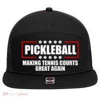 Pickleball Making Tennis Courts Great Again 7 Panel Mesh Trucker Snapback Hat thumb 0
