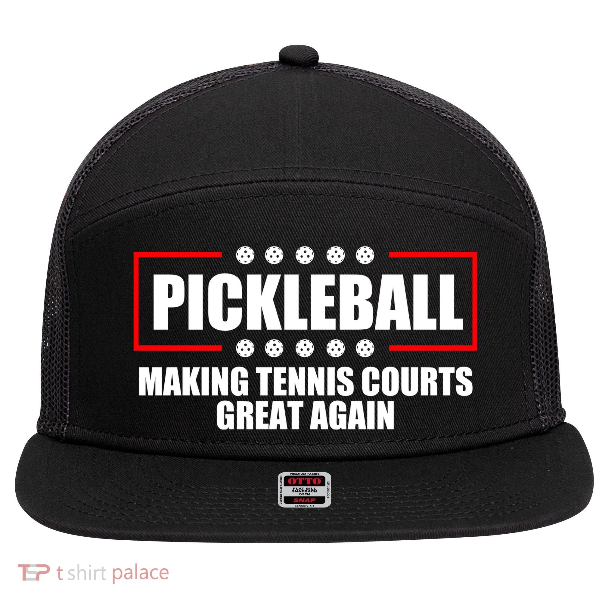 Pickleball Making Tennis Courts Great Again 7 Panel Mesh Trucker Snapback Hat