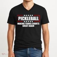 Pickleball Making Tennis Courts Great Again V-Neck T-Shirt thumb 2