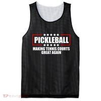 Pickleball Making Tennis Courts Great Again Mesh Reversible Basketball Jersey Tank thumb 0