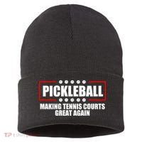 Pickleball Making Tennis Courts Great Again Sustainable Knit Beanie thumb 0