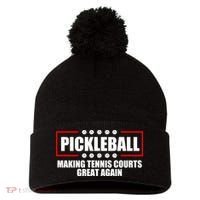 Pickleball Making Tennis Courts Great Again Pom Pom 12in Knit Beanie thumb 0