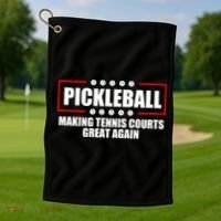 Pickleball Making Tennis Courts Great Again Golf Towel thumb 1