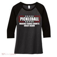 Pickleball Making Tennis Courts Great Again Women's Tri-Blend 3/4-Sleeve Raglan Shirt thumb 0