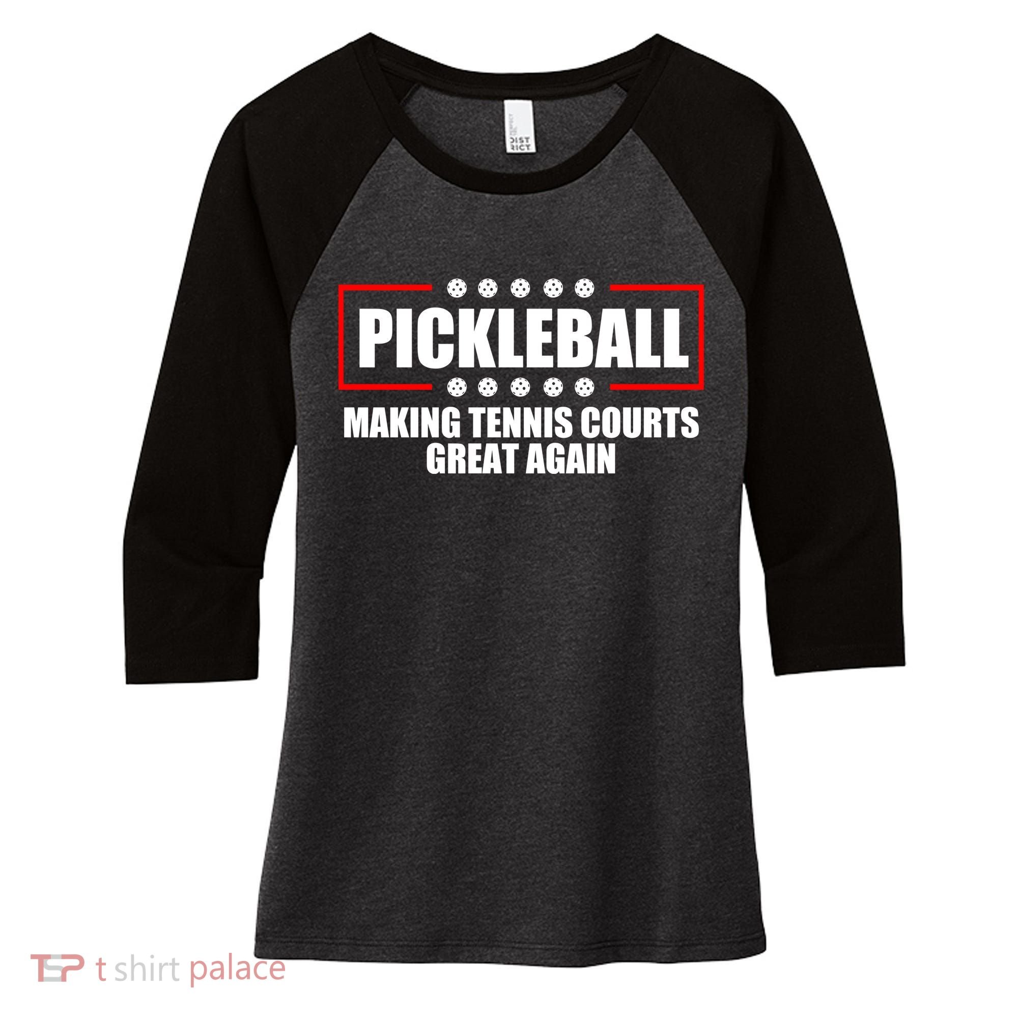 Pickleball Making Tennis Courts Great Again Women's Tri-Blend 3/4-Sleeve Raglan Shirt