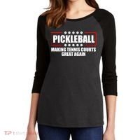 Pickleball Making Tennis Courts Great Again Women's Tri-Blend 3/4-Sleeve Raglan Shirt thumb 2