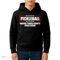 Pickleball Making Tennis Courts Great Again Kids Hoodie thumb 4