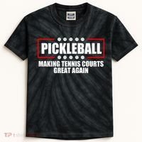 Pickleball Making Tennis Courts Great Again Kids Tie-Dye T-Shirt thumb 0