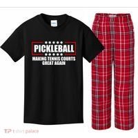Pickleball Making Tennis Courts Great Again Kids Plaid Pajama Set thumb 0