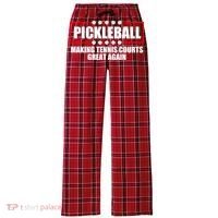 Pickleball Making Tennis Courts Great Again Women's Flannel Plaid Pajama Pants thumb 0