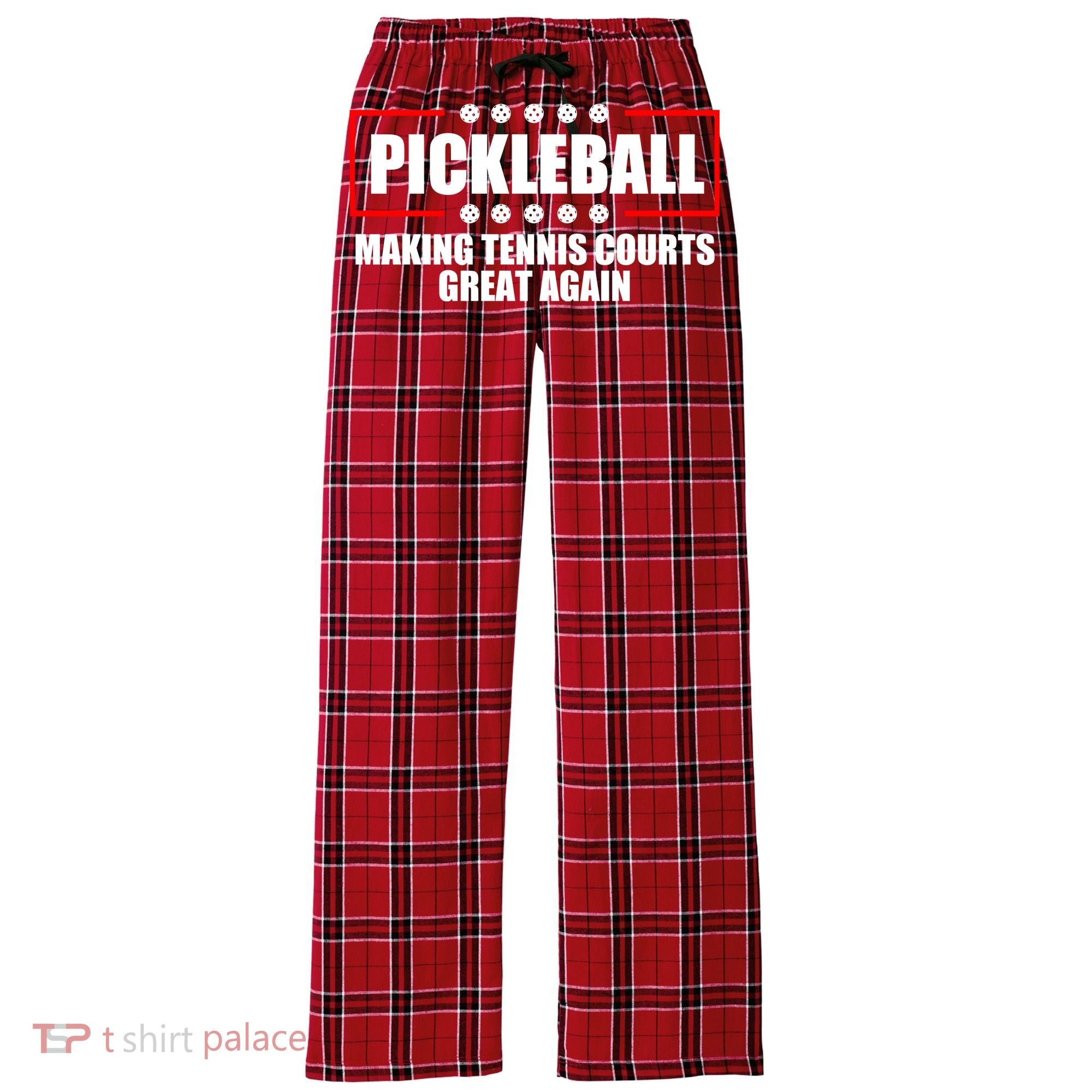 Pickleball Making Tennis Courts Great Again Women's Flannel Plaid Pajama Pants