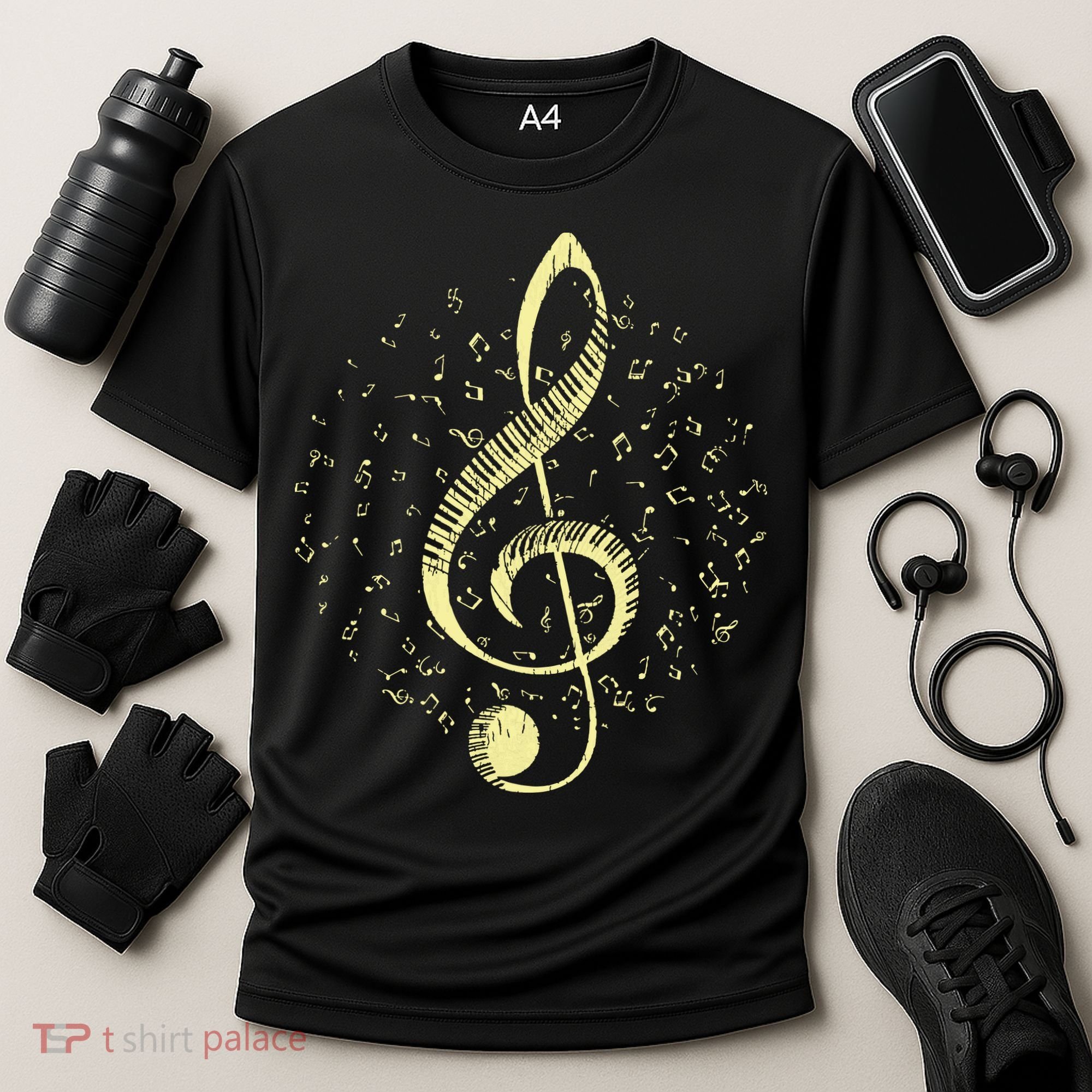 Piano Music Treble Clef Pianist Gift Piano Cooling Performance Crew T-Shirt