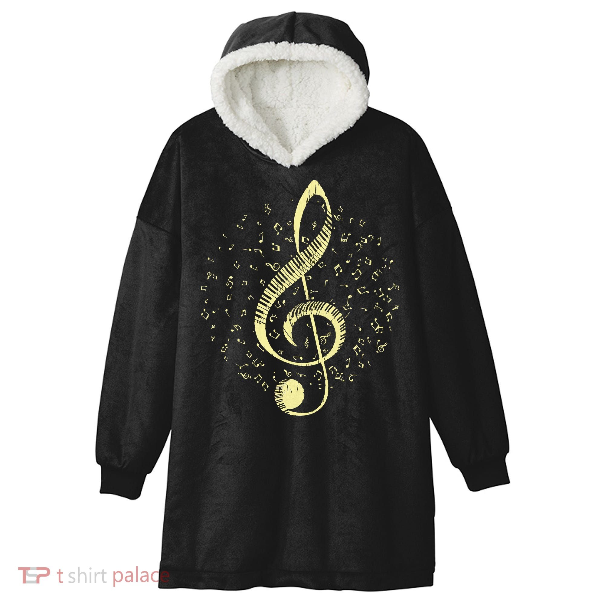 Piano Music Treble Clef Pianist Gift Piano Hooded Wearable Blanket