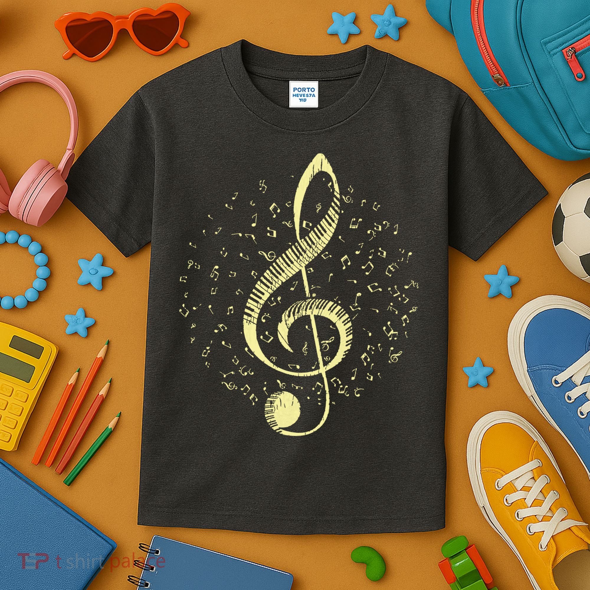 Piano Music Treble Clef Pianist Gift Piano Kids T-Shirt