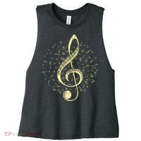 Piano Music Treble Clef Pianist Gift Piano Women's Racerback Cropped Tank thumb 0