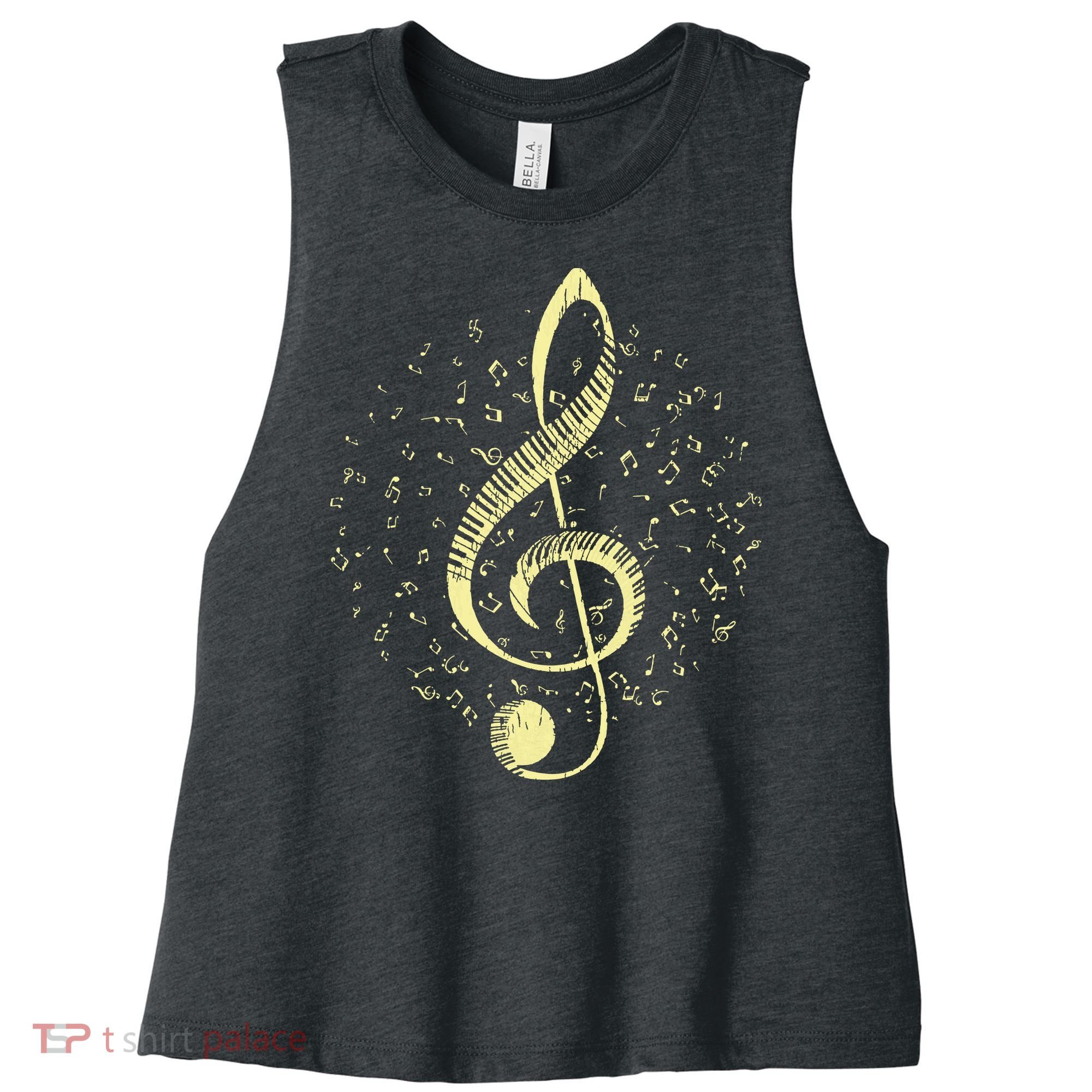 Piano Music Treble Clef Pianist Gift Piano Women's Racerback Cropped Tank