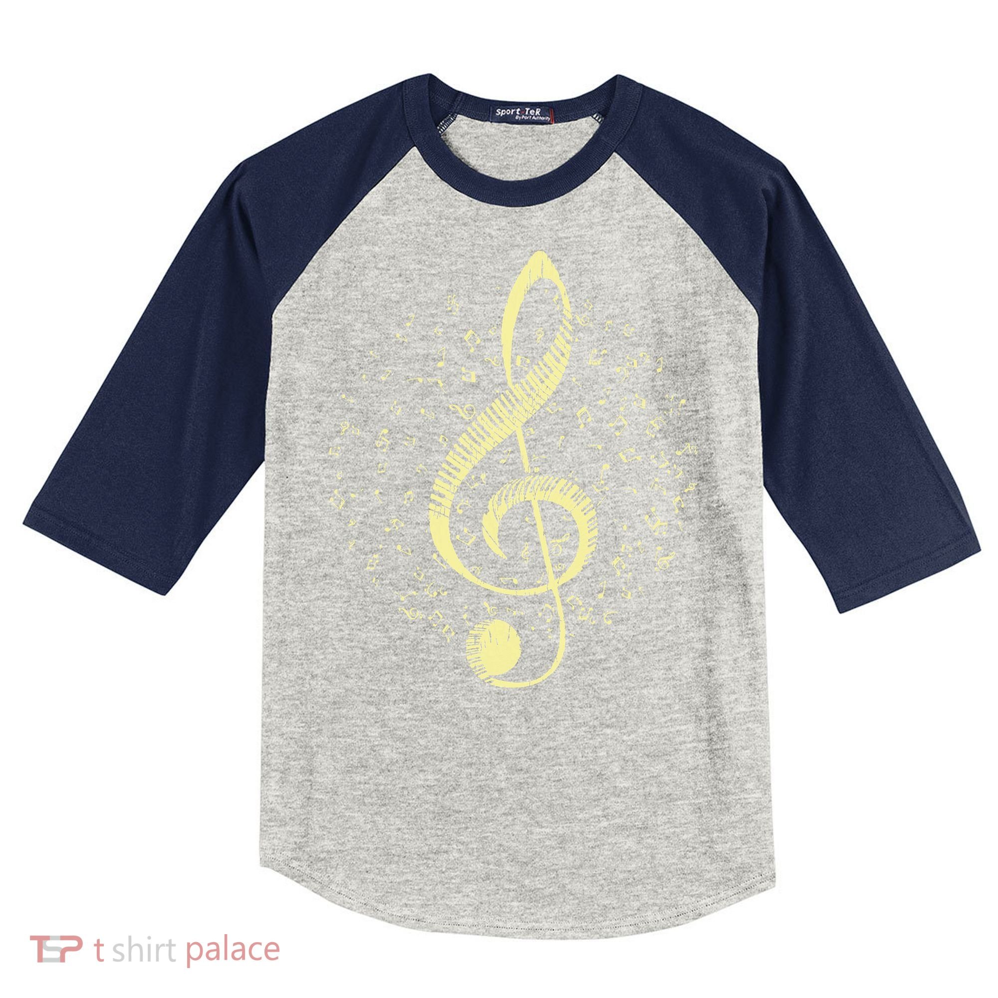 Piano Music Treble Clef Pianist Gift Piano Kids Colorblock Raglan Jersey