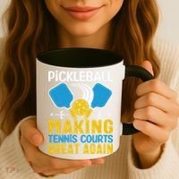 Pickleball Making Tennis Courts Great Again Funny Coffee Mug thumb 3