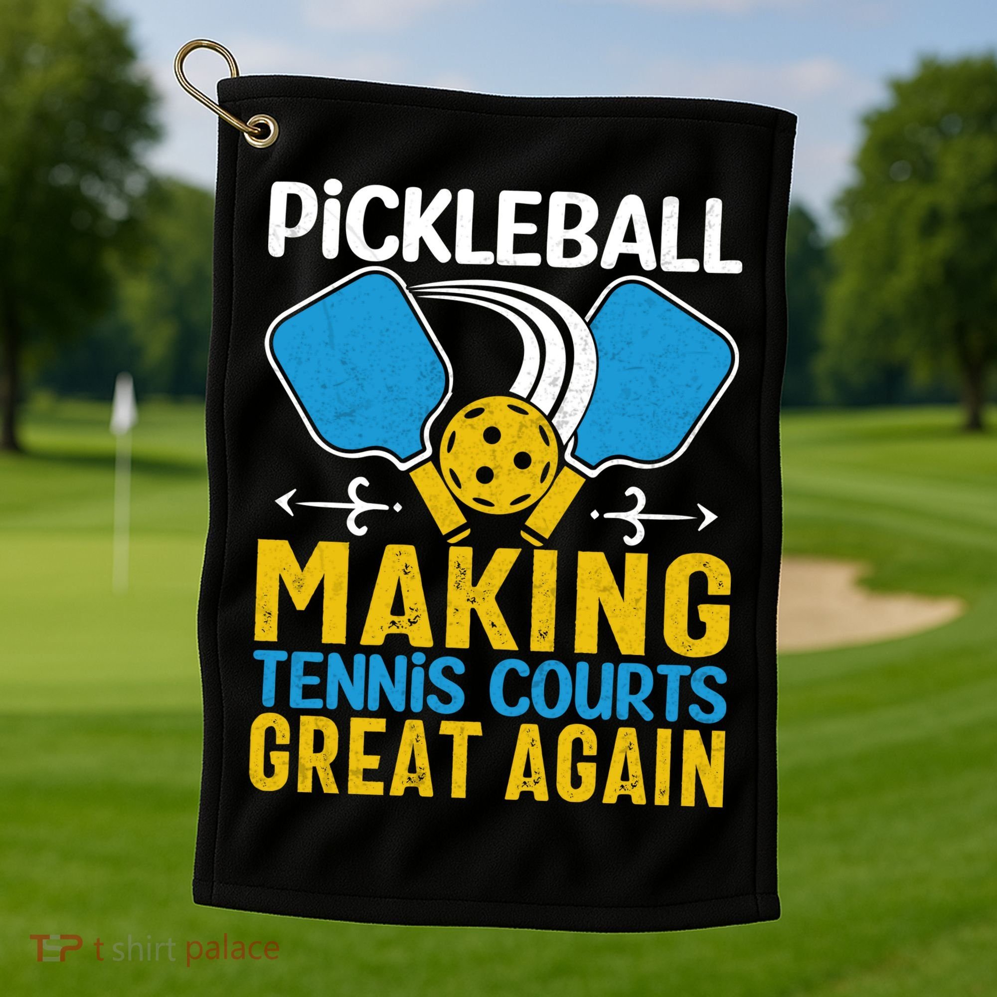 Pickleball Making Tennis Courts Great Again Funny Golf Towel