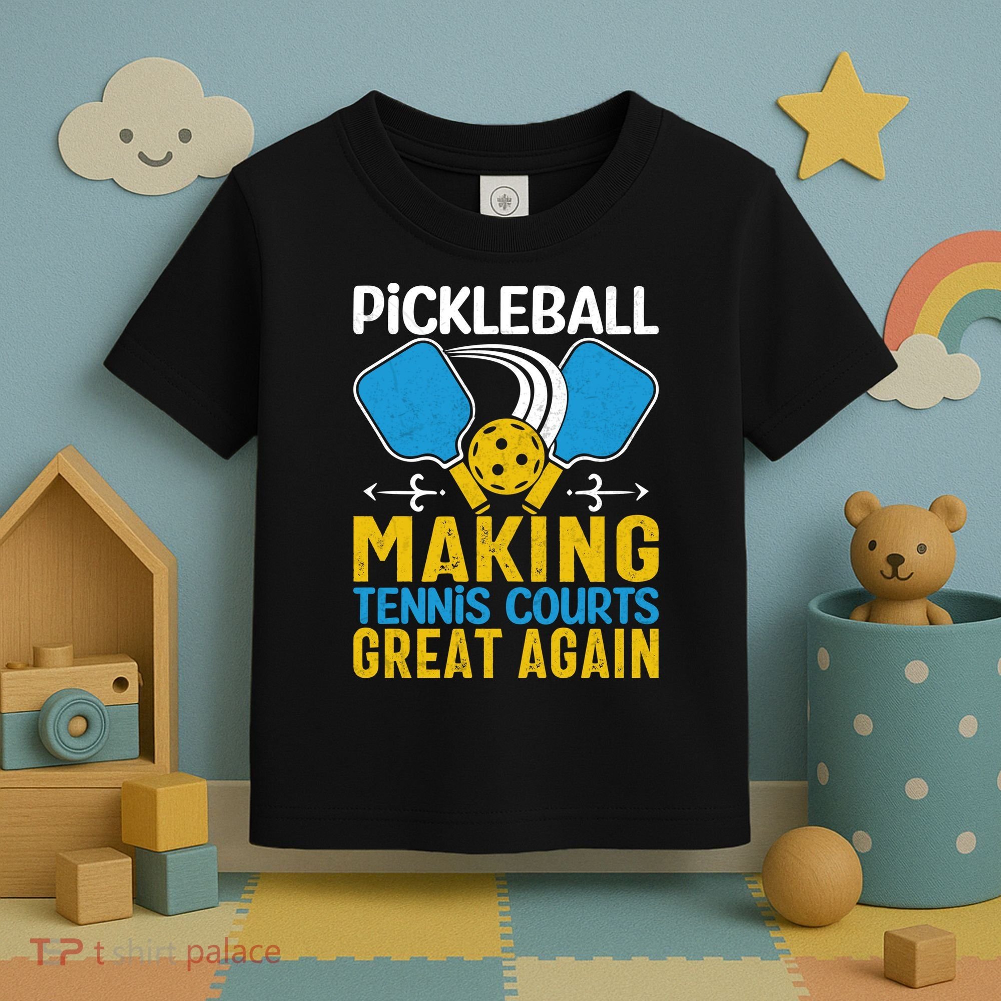Pickleball Making Tennis Courts Great Again Funny Toddler T-Shirt