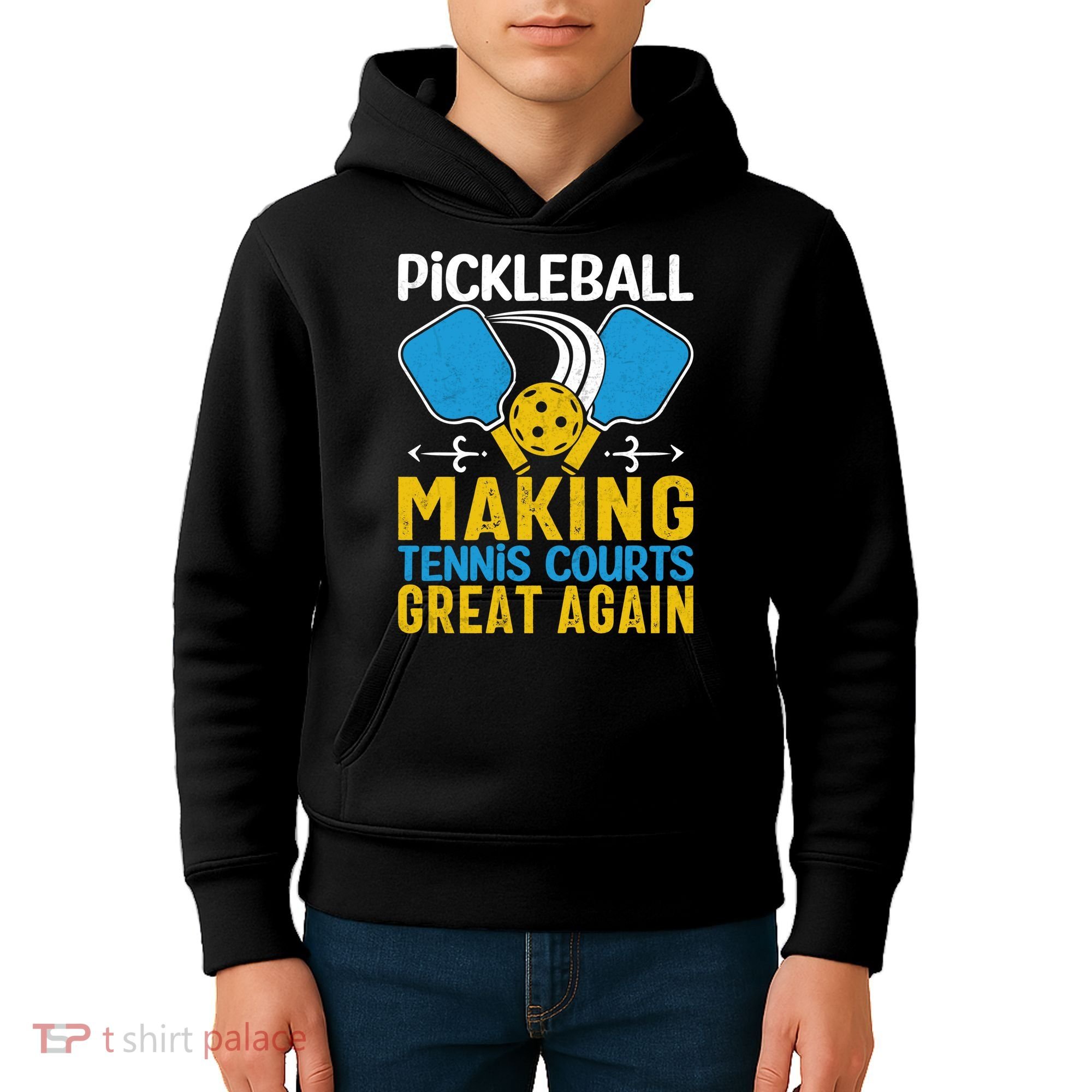Pickleball Making Tennis Courts Great Again Funny Kids Hoodie