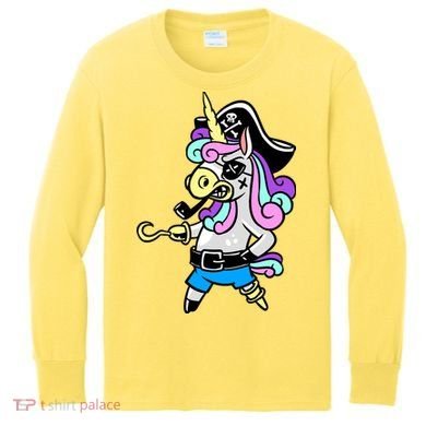 Pirate Magical Unicorn Kids Long Sleeve Shirt