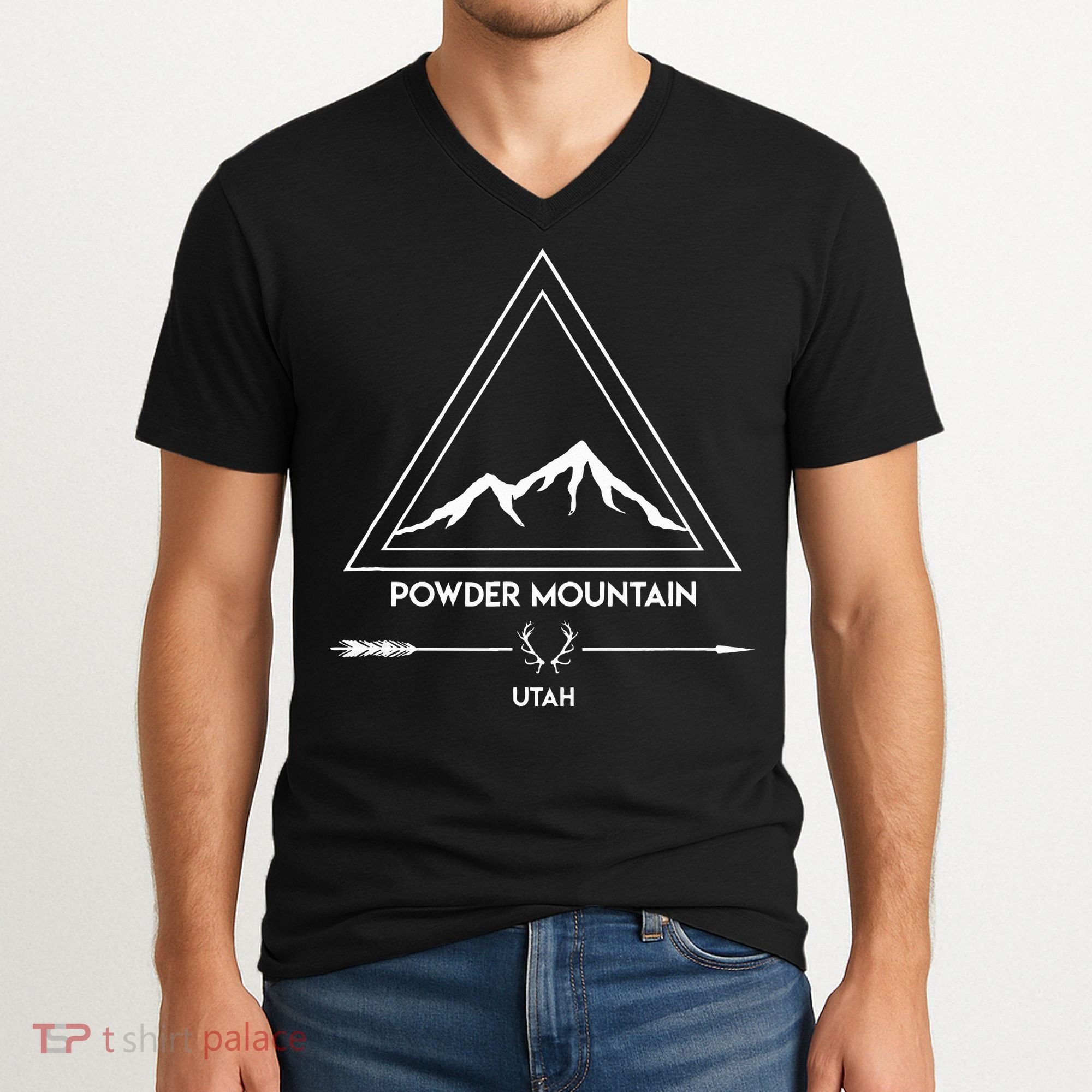 Powder Mountain Utah Ski Vacation V-Neck T-Shirt