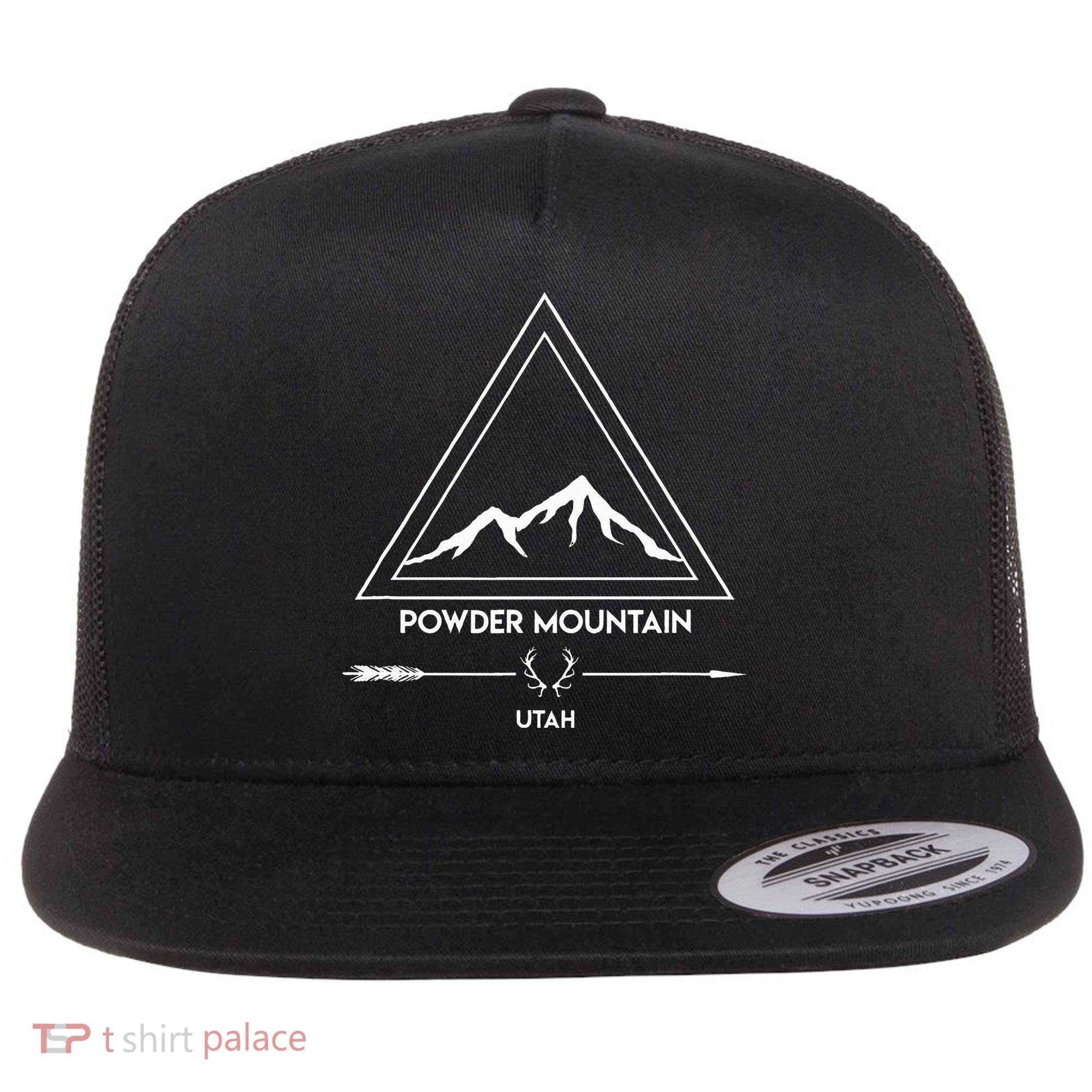 Powder Mountain Utah Ski Vacation Flat Bill Trucker Hat