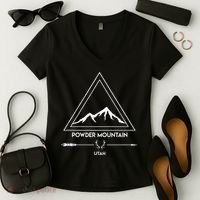 Powder Mountain Utah Ski Vacation Women's V-Neck T-Shirt thumb 2