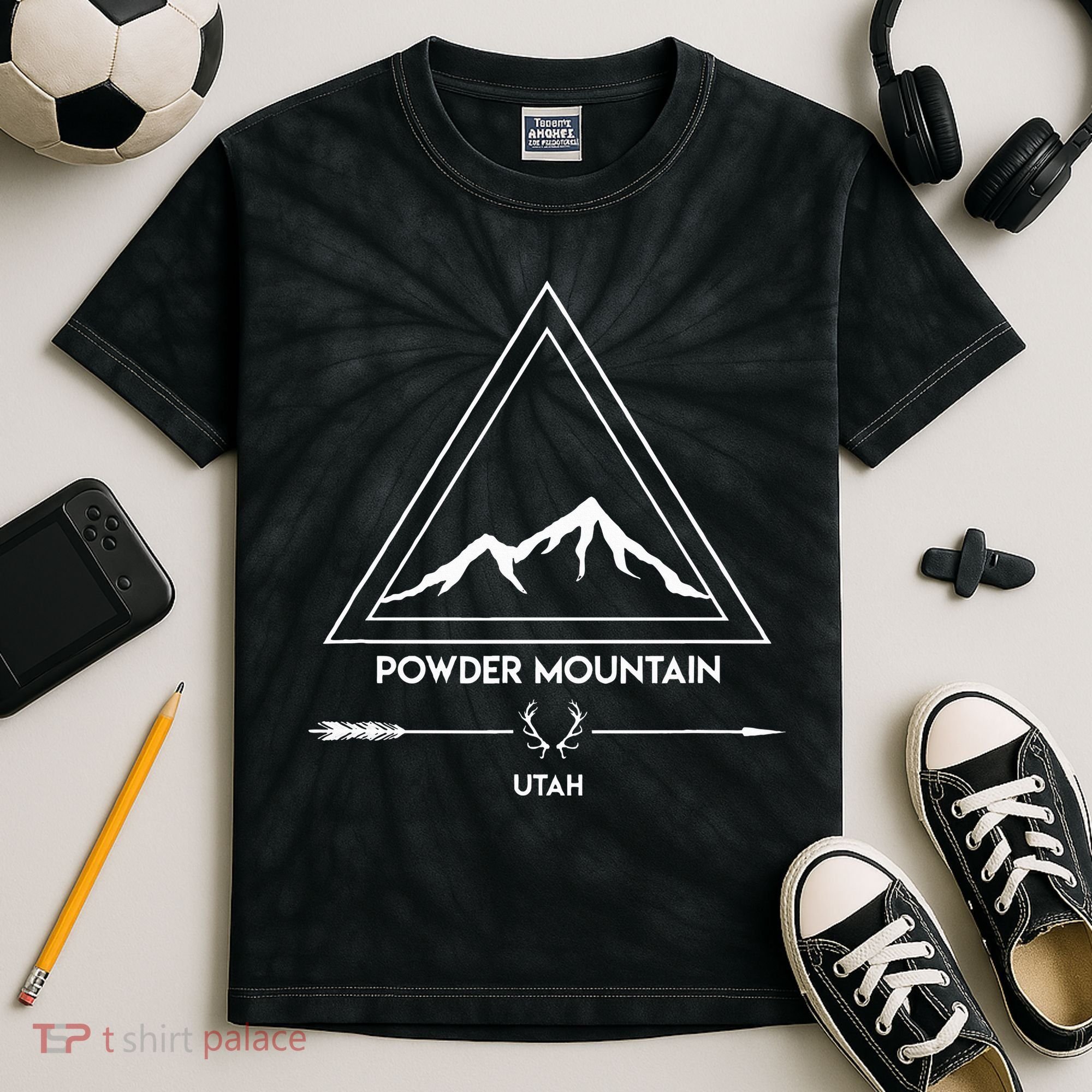 Powder Mountain Utah Ski Vacation Kids Tie-Dye T-Shirt