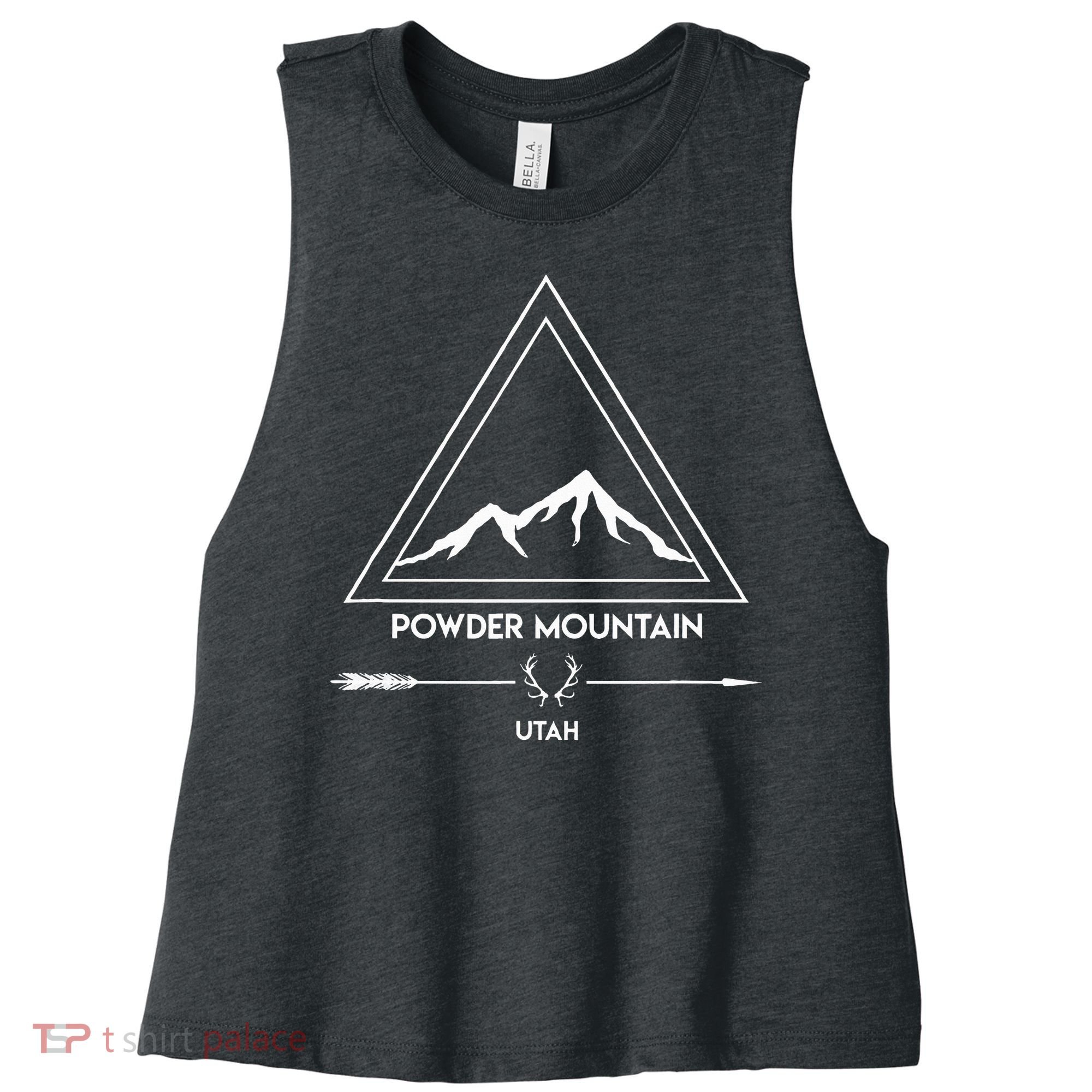 Powder Mountain Utah Ski Vacation Women's Racerback Cropped Tank