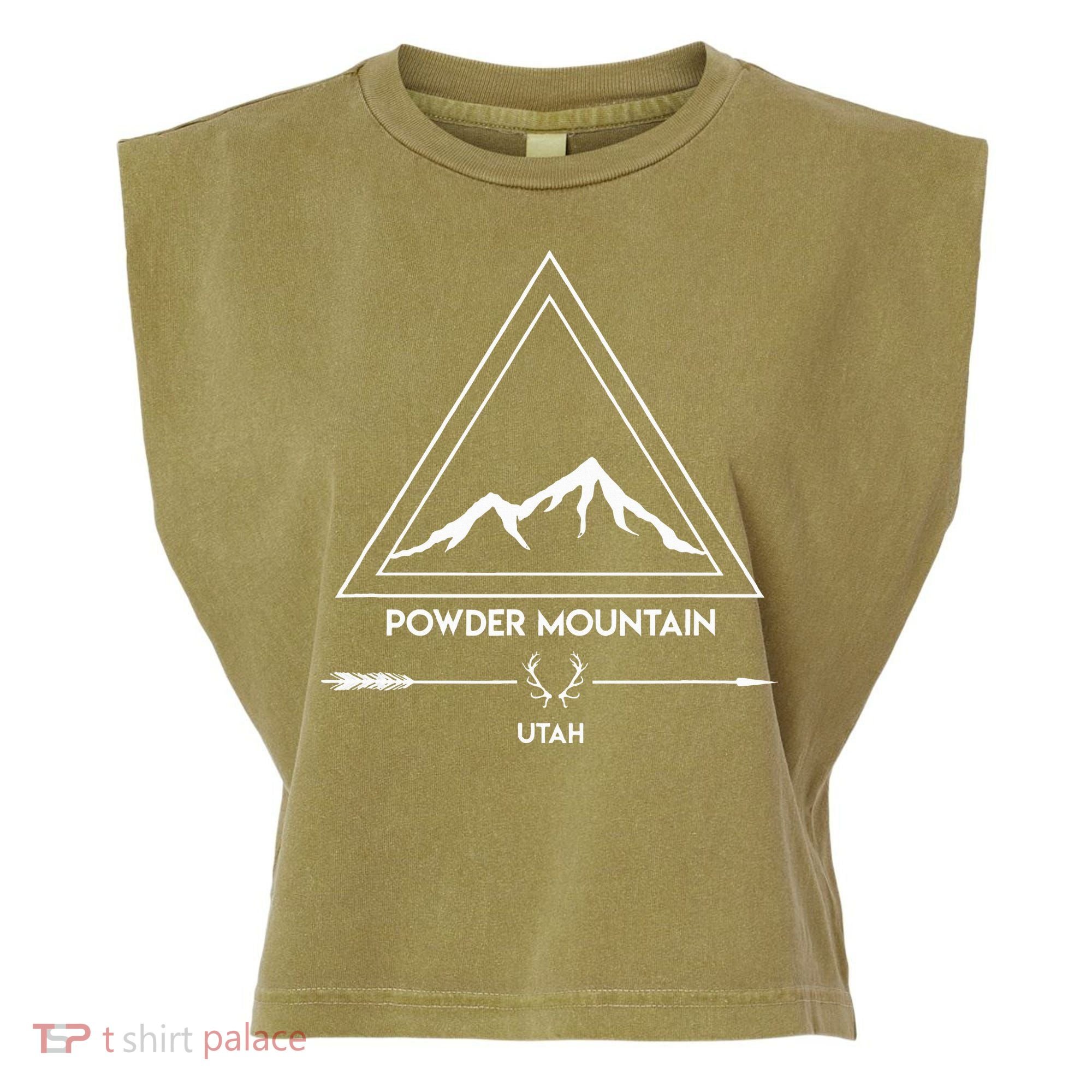 Powder Mountain Utah Ski Vacation Garment-Dyed Women's Muscle Tee