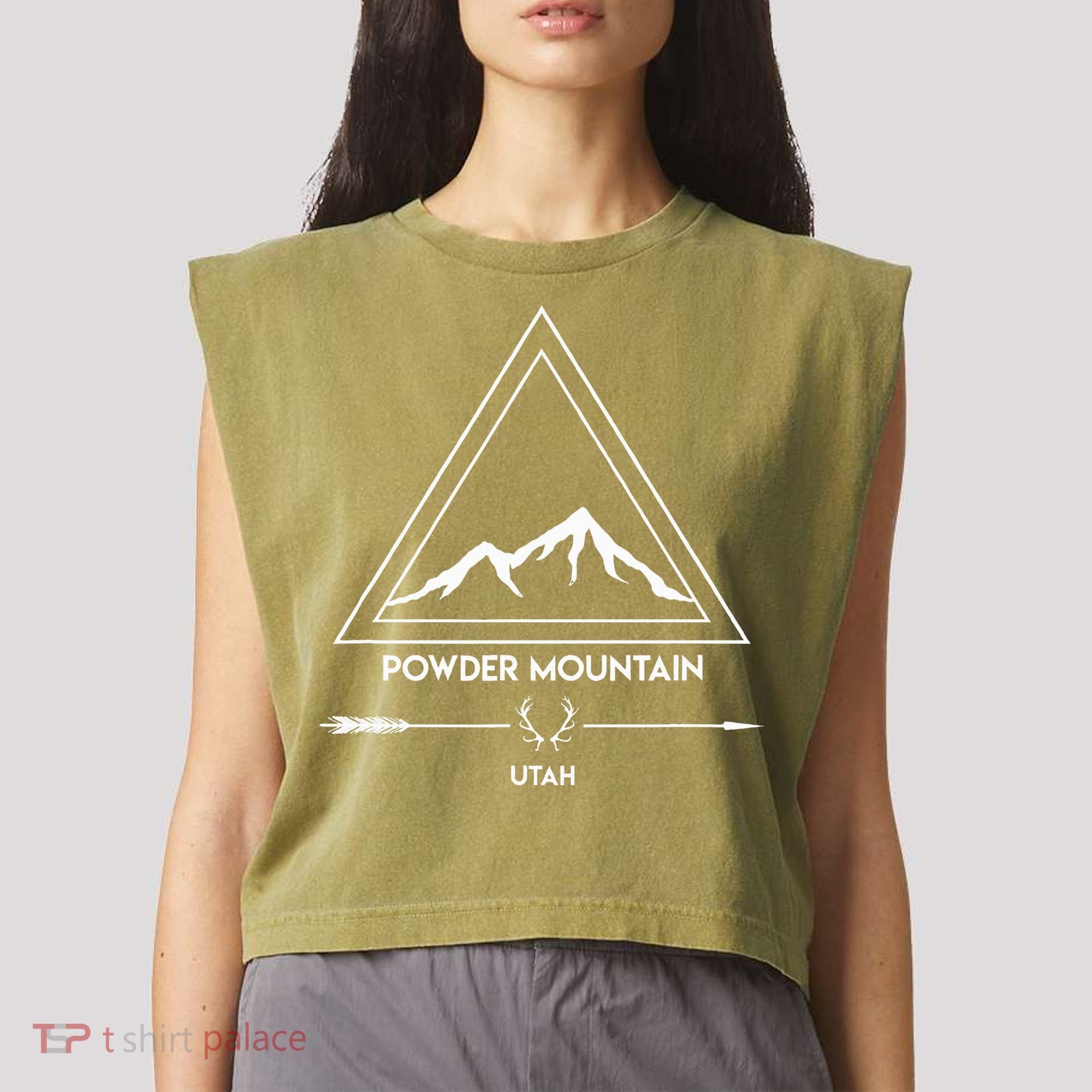 Powder Mountain Utah Ski Vacation Garment-Dyed Women's Muscle Tee