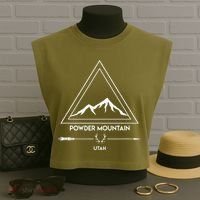 Powder Mountain Utah Ski Vacation Garment-Dyed Women's Muscle Tee thumb 3