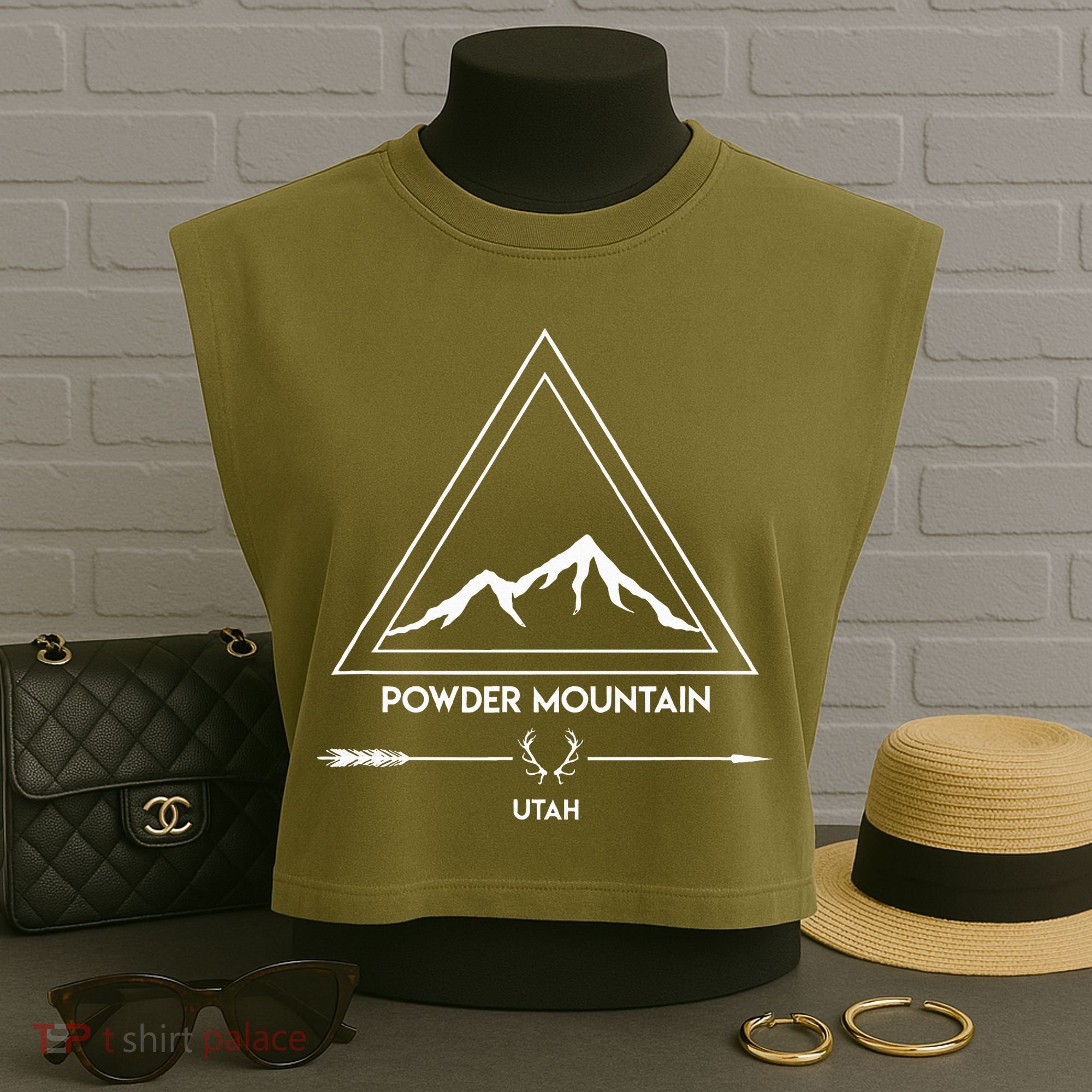 Powder Mountain Utah Ski Vacation Garment-Dyed Women's Muscle Tee