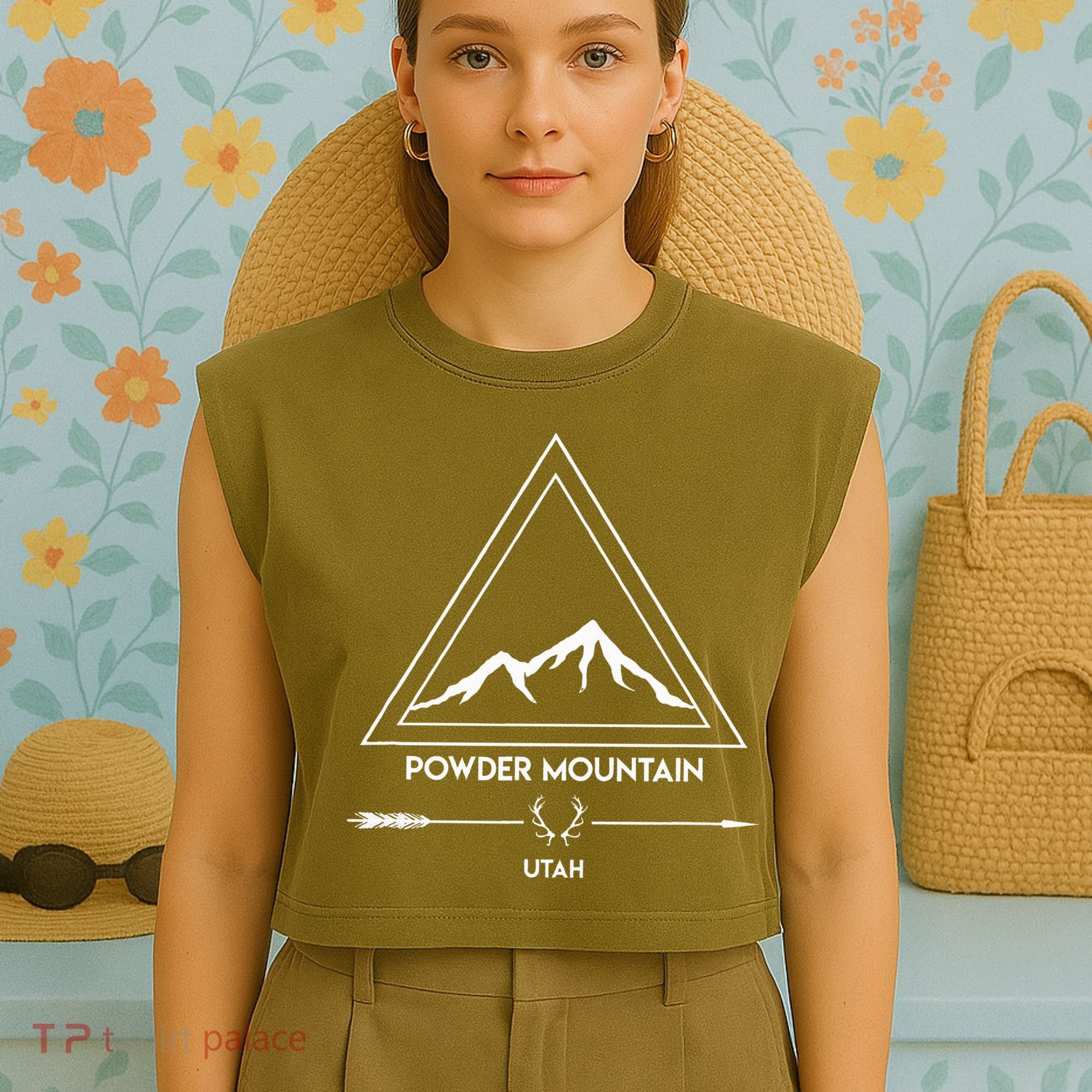 Powder Mountain Utah Ski Vacation Garment-Dyed Women's Muscle Tee