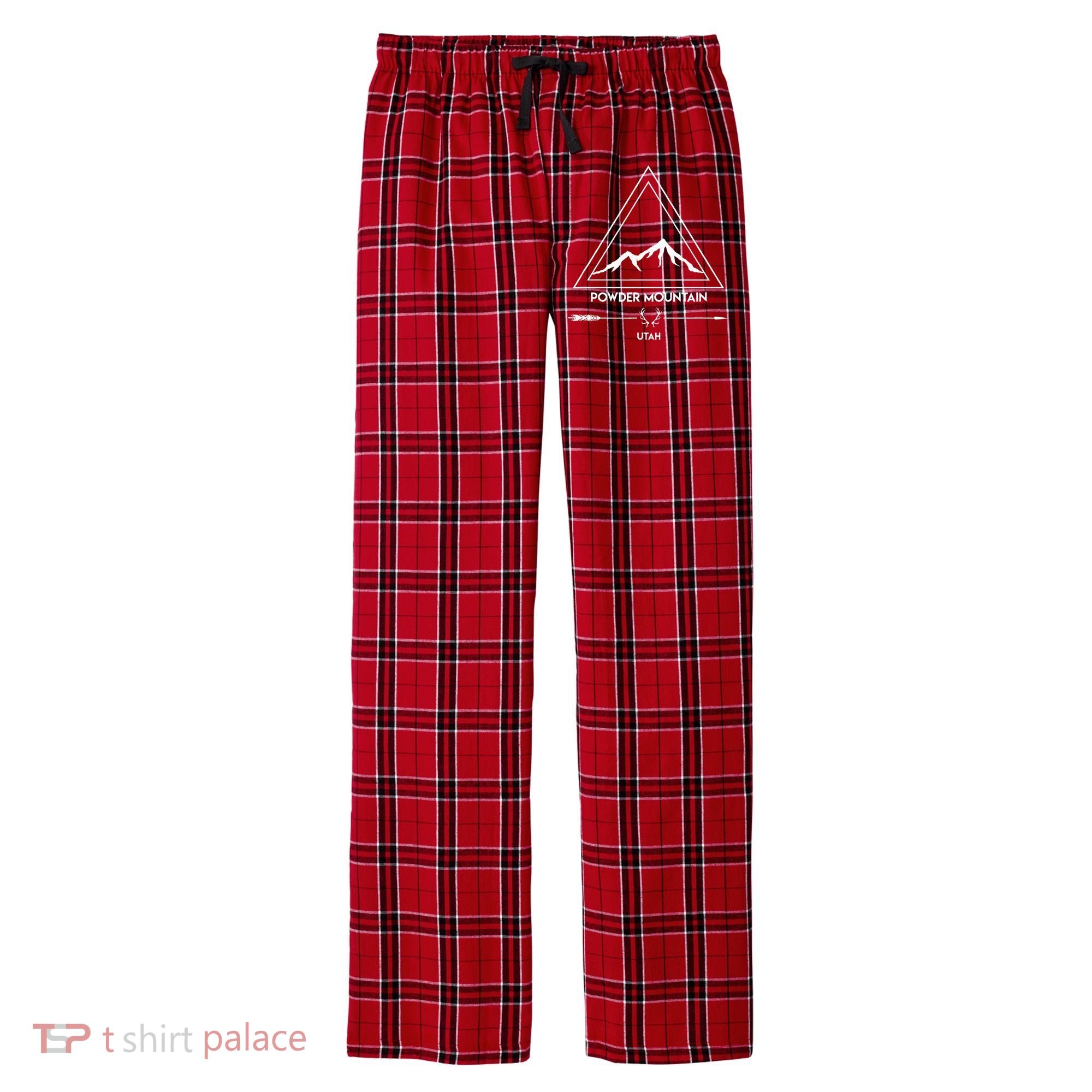 Powder Mountain Utah Ski Vacation Men's Flannel Plaid Pajama Pants